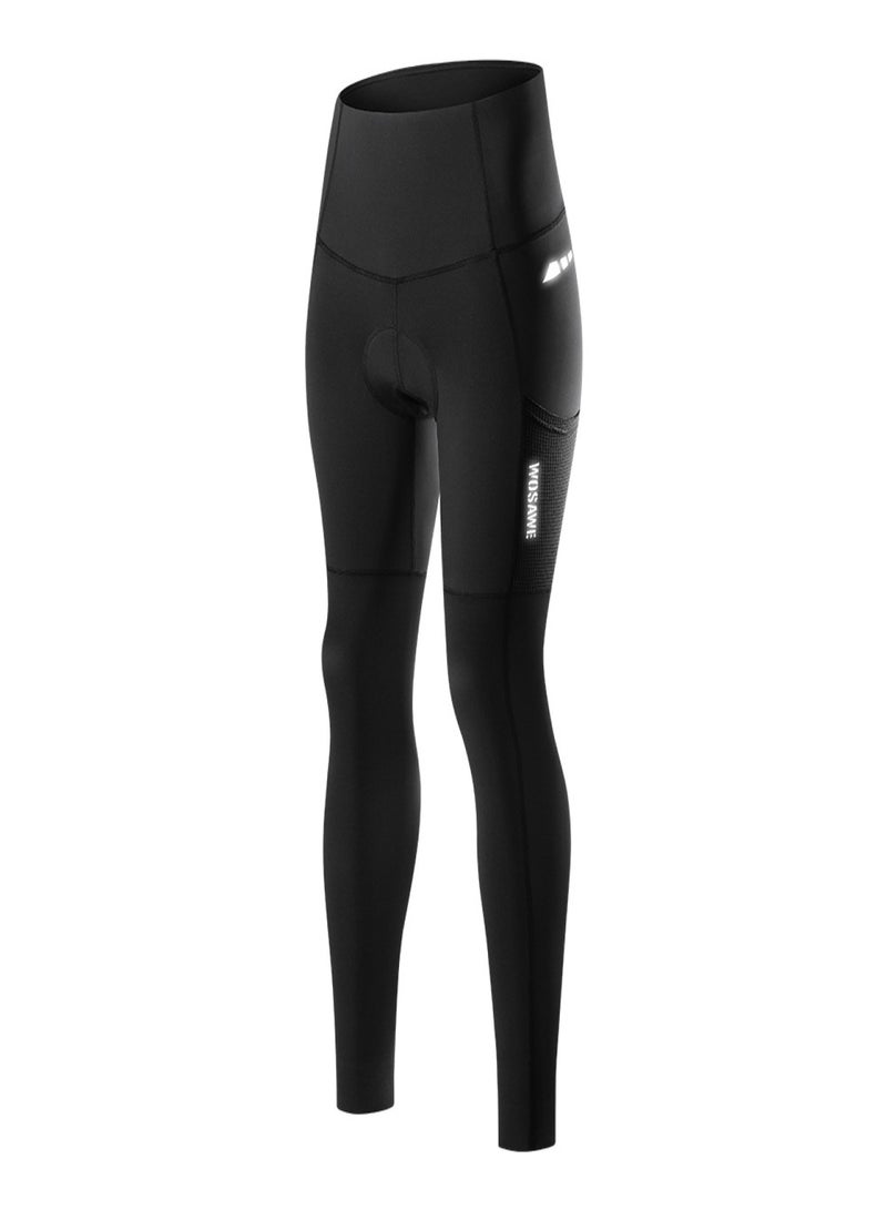 WOSAWE Women's Cycling Pant Stretchy  Slim Fit  Breathable  Comfortable  Outdoor Sports Leggings for Ladies  Bike Tights，BH188 Black European Size M - Image 1