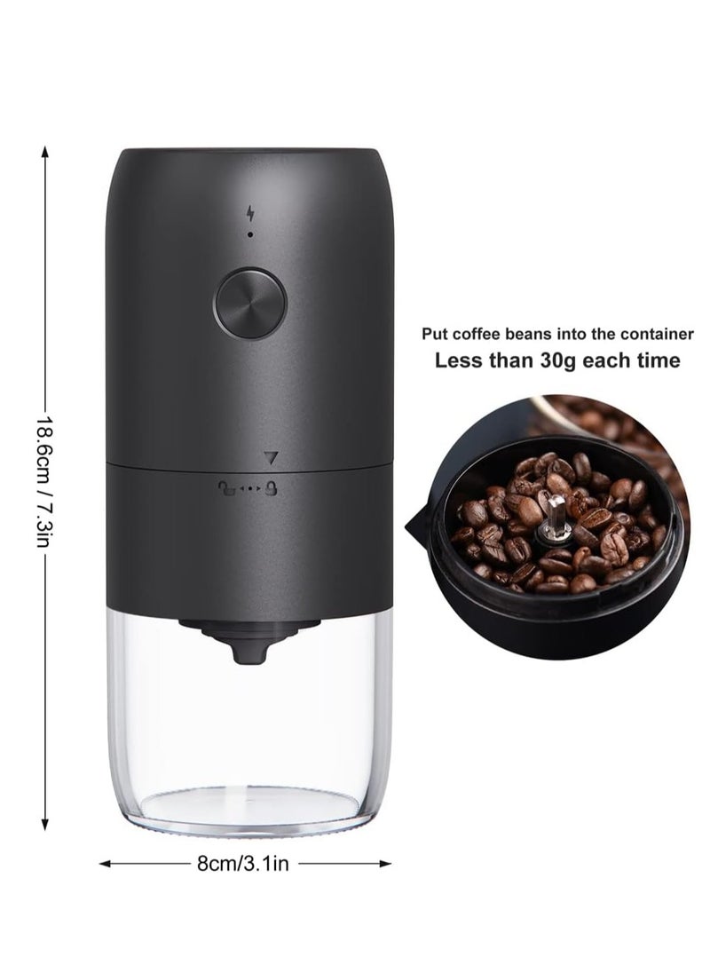 Generic Electric coffee grinder with adjustable roughness ceramic burrs, portable one click electric spice coffee bean grinder, C-type charging, black  - Image 4