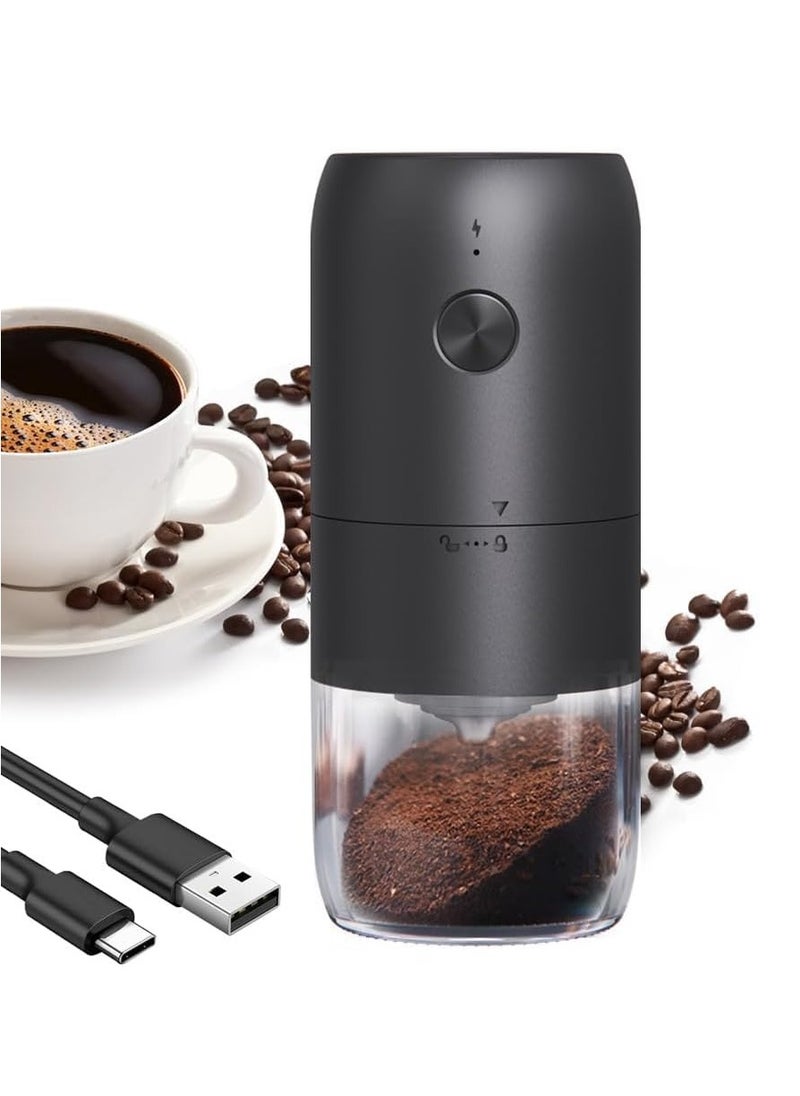 Generic Electric coffee grinder with adjustable roughness ceramic burrs, portable one click electric spice coffee bean grinder, C-type charging, black  - Image 1