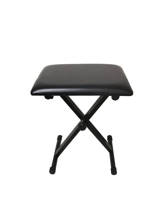 Megarya Portable Folding Keyboard Bench – Sturdy X-Style Design, Adjustable Height, and Comfortable Padded Seat in Black - Image 1