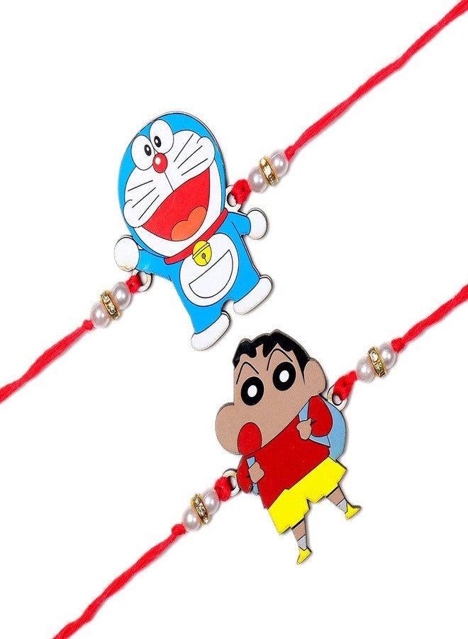 VR Creatives Doremon, Shinchan Kids Rakhi for Kids/Rakhi For Brother, Kid 2-Piece Set with Roli Chawal - Image 1