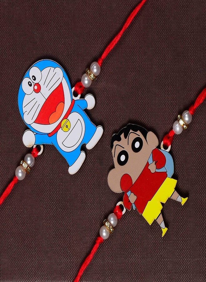 VR Creatives Doremon, Shinchan Kids Rakhi for Kids/Rakhi For Brother, Kid 2-Piece Set with Roli Chawal - Image 2