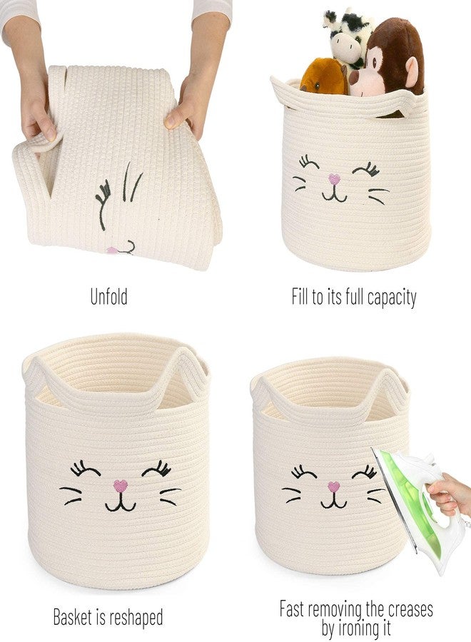 LotFancy Cat Toy Organizer, Cotton Rope Animal Basket with Handle, Cat Toys Storage Bin for Pets, Cute Woven Containers Holder for Playing Room, Kids Bedroom, 15.7x13''(H) - Image 4