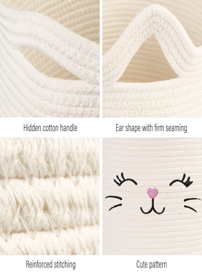 LotFancy Cat Toy Organizer, Cotton Rope Animal Basket with Handle, Cat Toys Storage Bin for Pets, Cute Woven Containers Holder for Playing Room, Kids Bedroom, 15.7x13''(H) - Image 3