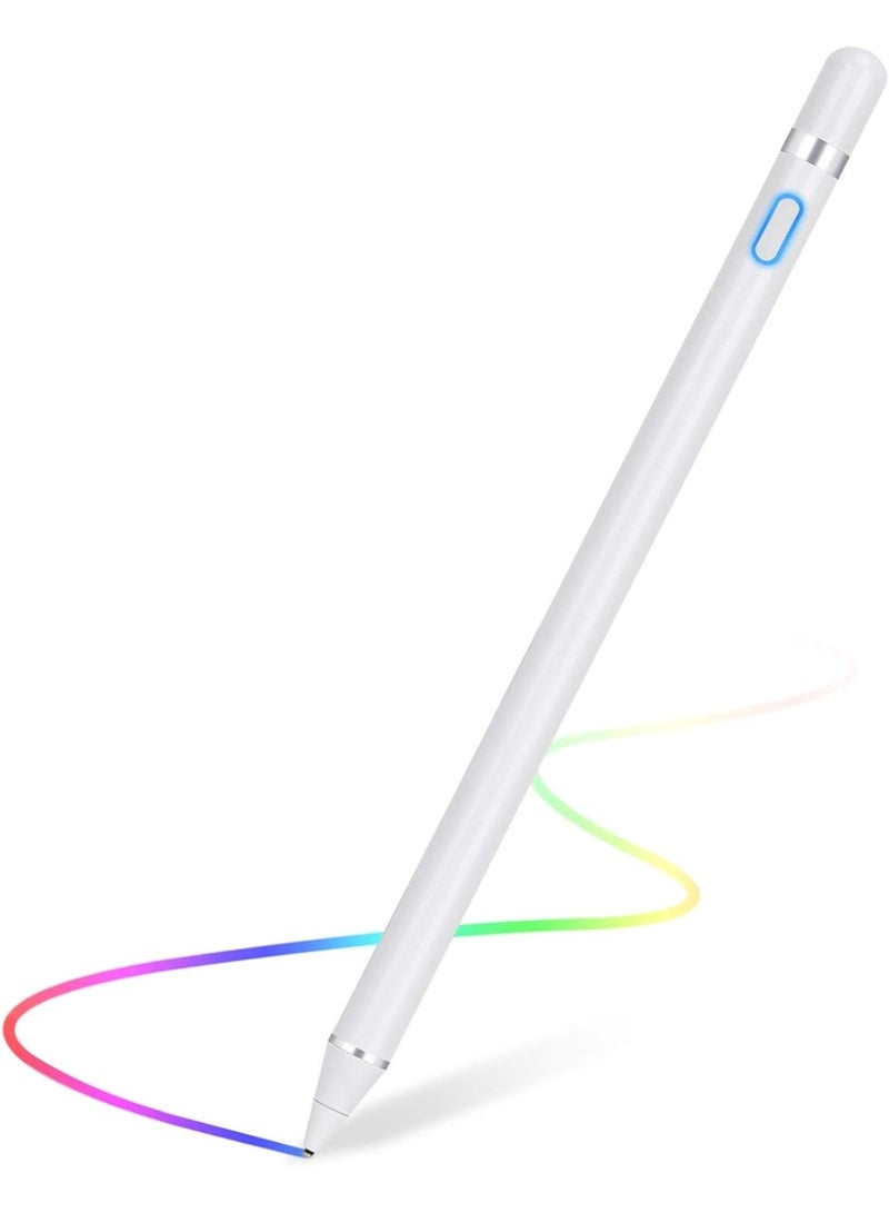 Universal Active Stylus Pen for Touch Screens – 1.5mm Fine Tip Digital Stylus, Rechargeable Capacitive Pencil for iPad, iPhone, Android, Samsung Tablets, Smartphones & More – Silver - Image 1