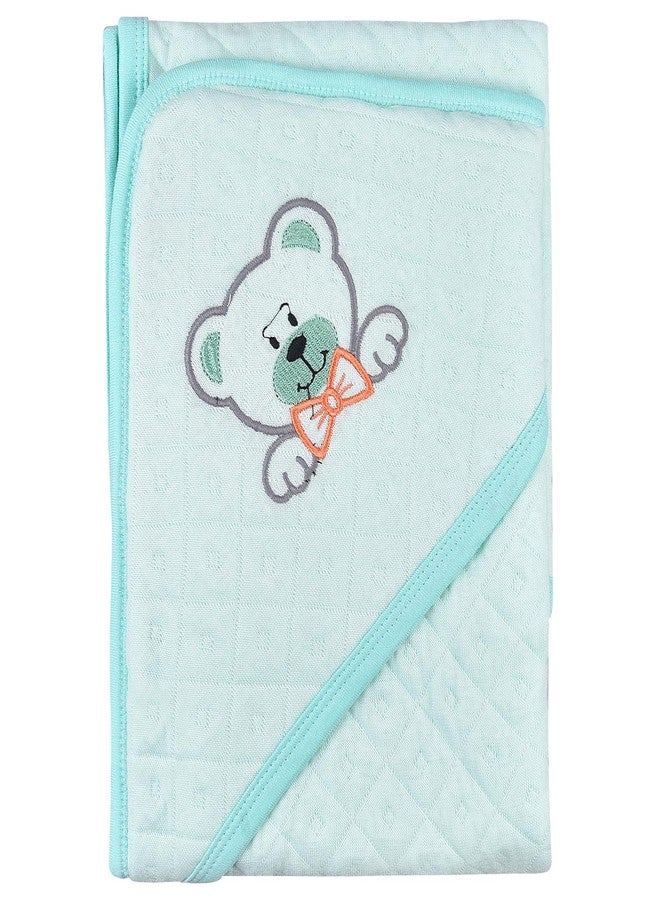 Little Fish Baby's Hooded Soft Cotton with Breathable Microfiber Filled Bath Towel Wrap (Green) - Image 4