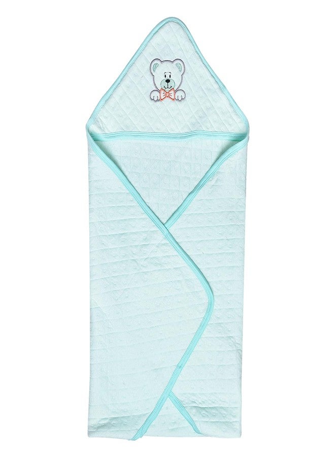 Little Fish Baby's Hooded Soft Cotton with Breathable Microfiber Filled Bath Towel Wrap (Green) - Image 1