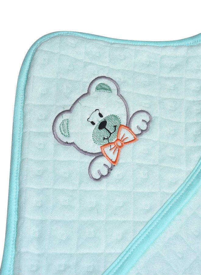 Little Fish Baby's Hooded Soft Cotton with Breathable Microfiber Filled Bath Towel Wrap (Green) - Image 3