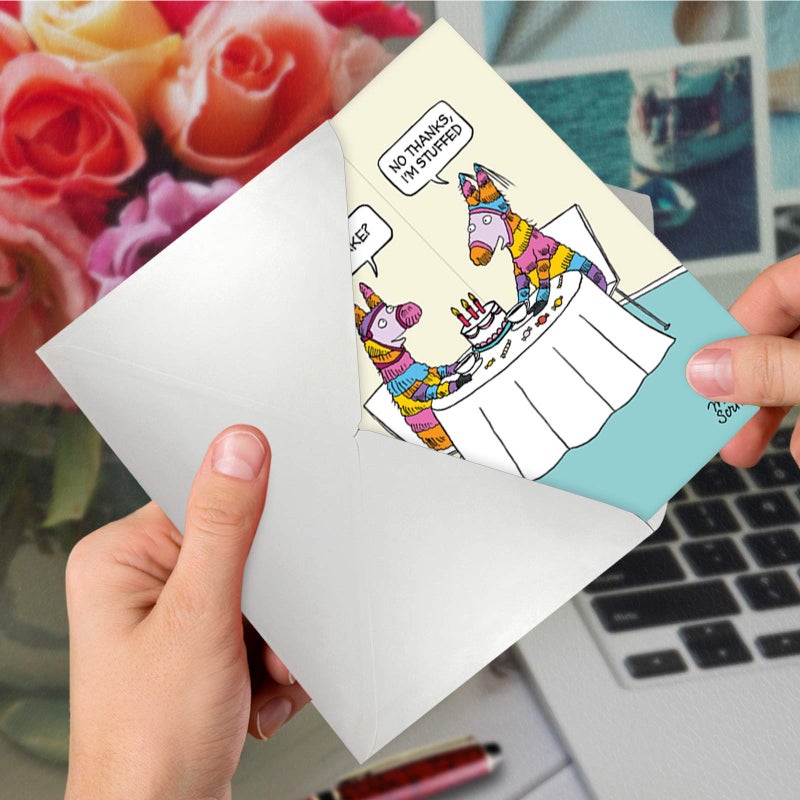 NobleWorks - 1 Funny Birthday Card - Colorful Cartoon Comedic Jokes, Bday Notecard - Stuffed Pinata 1291Z - Image 5