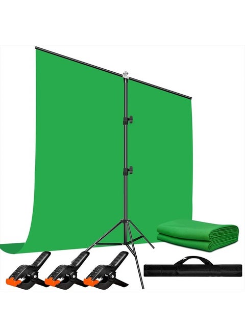 Green Screen Backdrop with Stand Kit, 6.5 X 6.5 Ft Portable Green Screen Stand with 5 X 6.5 Ft Greenscreen for Streaming,Video Gaming,Zoom