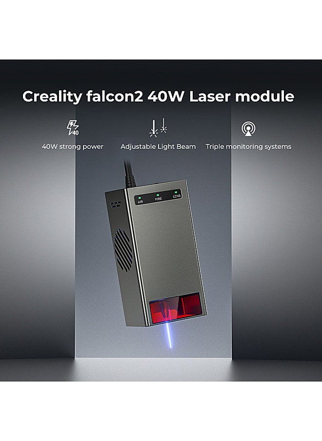 Creality 3D - 40W Laser Module for Falcon2  with Adjustable Light Beam Airflow Monitoring  Flame Detection Supoort Engraving Cardboard Felt Cardboard Wood Brushed Stainless Steel - Image 1