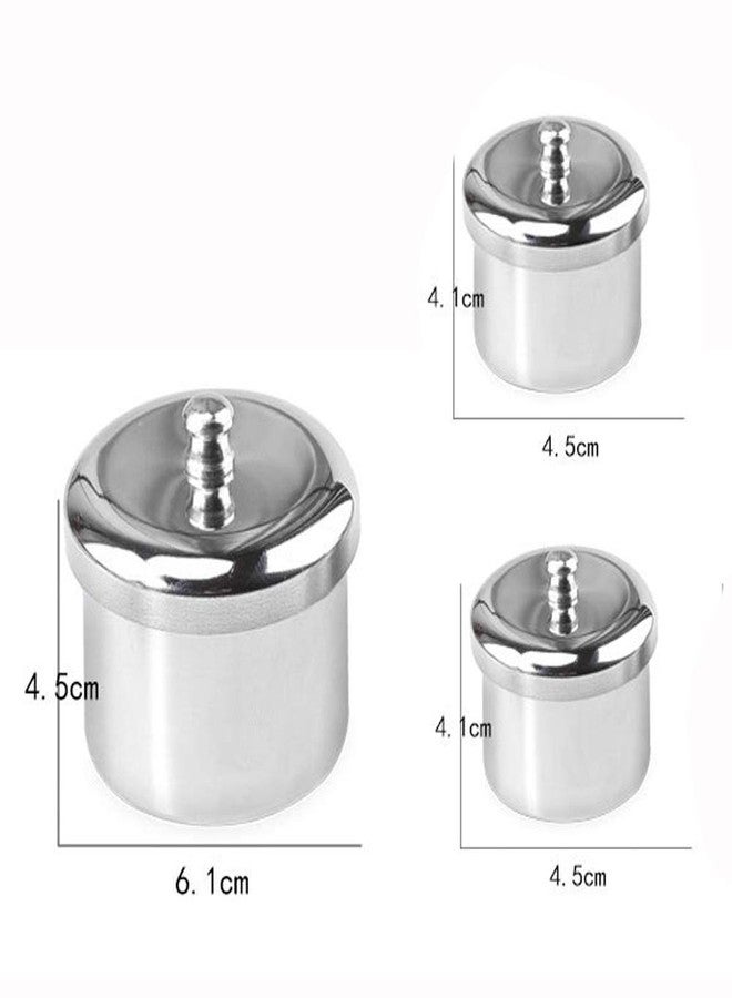 lasenersm 3 Pieces Nail Art Dappen Dish Stainless Steel Nail Art Acrylic Powder Liquid Cup with Lid Dappen Cup Nail Liquid Container Acrylic Nail Tips Cup Dappen Dish Nail Art Tools Liquid Powder Cup Dish Pot - Image 3