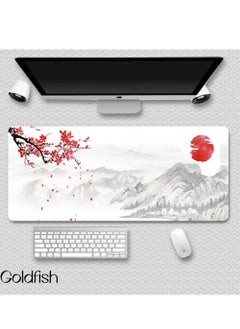 Goldfish Chinese Style Landscape oil Painting Mouse Pad White 400*900mm 