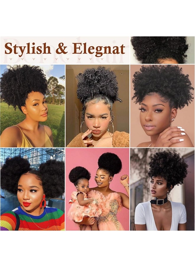 AISI QUEENS - Extra Large Afro Puff Drawstring Ponytail For Women,Big Black Afro Kinky Curly Hair Bun Synthetic Hairpieces Clip In Hair Extensions For Black Women Girls (Extra Large,1B#) - Image 1