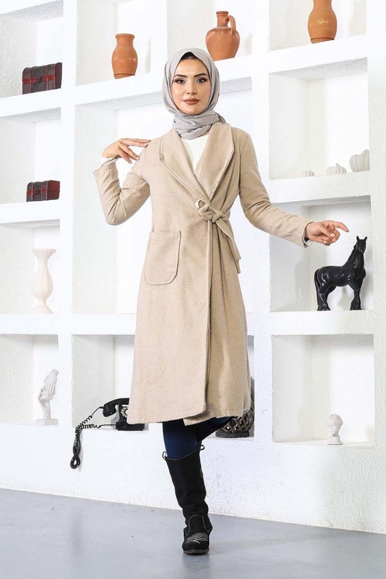 Sefa Merve Cashmere Coat 5172-09 Stone - Image 1