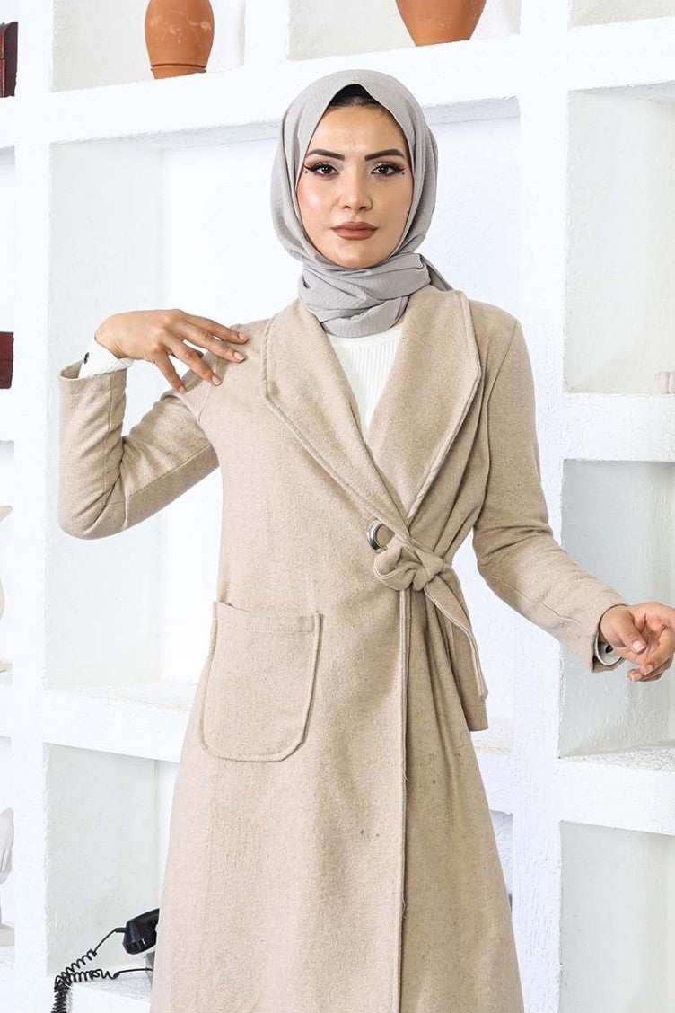 Sefa Merve Cashmere Coat 5172-09 Stone - Image 3