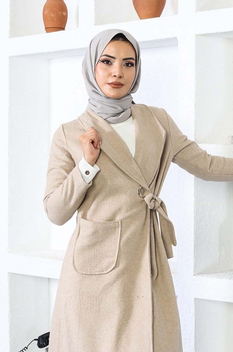 Sefa Merve Cashmere Coat 5172-09 Stone - Image 2
