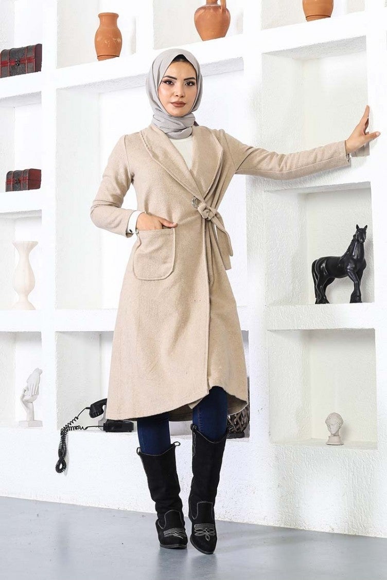 Sefa Merve Cashmere Coat 5172-09 Stone - Image 4