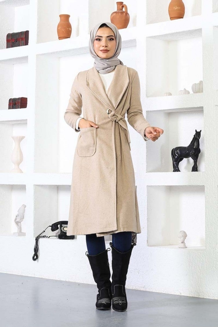 Sefa Merve Cashmere Coat 5172-09 Stone - Image 5