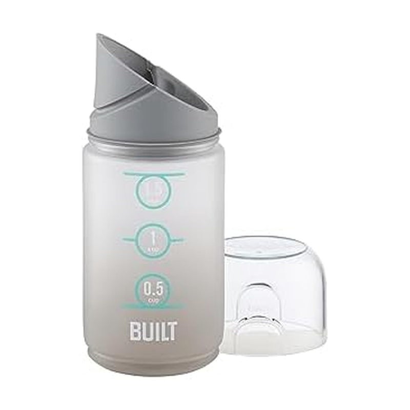 BUILT 12 Ounces Tidbit On The Go Snack Container with Lid and Pourer Food and Snack Storage with Measure Marks Concrete Grey