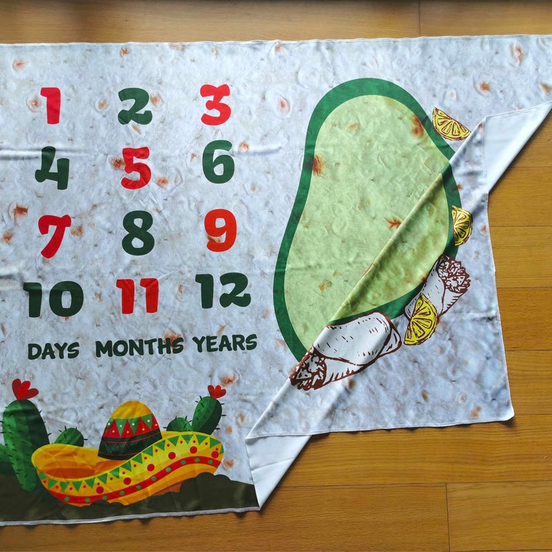 PAMBO Burrito Baby Month Milestone Blanket for Photo Taken - Avocado Age Blanket 1 * 1.2 Meter - Image 3