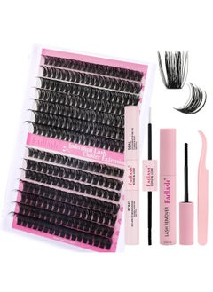 FADLASH FADLASH Lash Extension DIY Kit Lash Clusters D Curl Cluster Lashes with Lash Bond and Seal Cluster Lashes Glue Remover Lash Tweezers for DIY Eyelash Extension at Home（Kit 60D+80D-0.07D-12-18MIX）  - Image 2