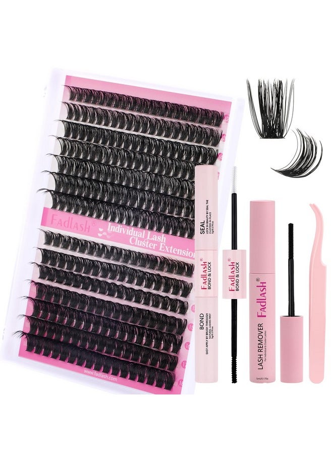 FADLASH - FADLASH Lash Extension DIY Kit Lash Clusters D Curl Cluster Lashes with Lash Bond and Seal Cluster Lashes Glue Remover Lash Tweezers for DIY Eyelash Extension at Home（Kit 60D+80D-0.07D-12-18MIX） - Image 1