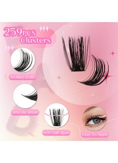 FADLASH FADLASH Lash Extension DIY Kit Lash Clusters D Curl Cluster Lashes with Lash Bond and Seal Cluster Lashes Glue Remover Lash Tweezers for DIY Eyelash Extension at Home（Kit 60D+80D-0.07D-12-18MIX）  - Image 4
