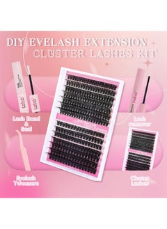 FADLASH FADLASH Lash Extension DIY Kit Lash Clusters D Curl Cluster Lashes with Lash Bond and Seal Cluster Lashes Glue Remover Lash Tweezers for DIY Eyelash Extension at Home（Kit 60D+80D-0.07D-12-18MIX）  - Image 3