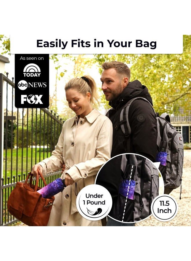 TUMELLA Unbreakable Windproof Travel Umbrella (Compact, Superior & Beautiful), Small Strong but Light Portable and Automatic Folding Rain Umbrella, Durable Premium Grip, Fits Car & Backpack - Image 2