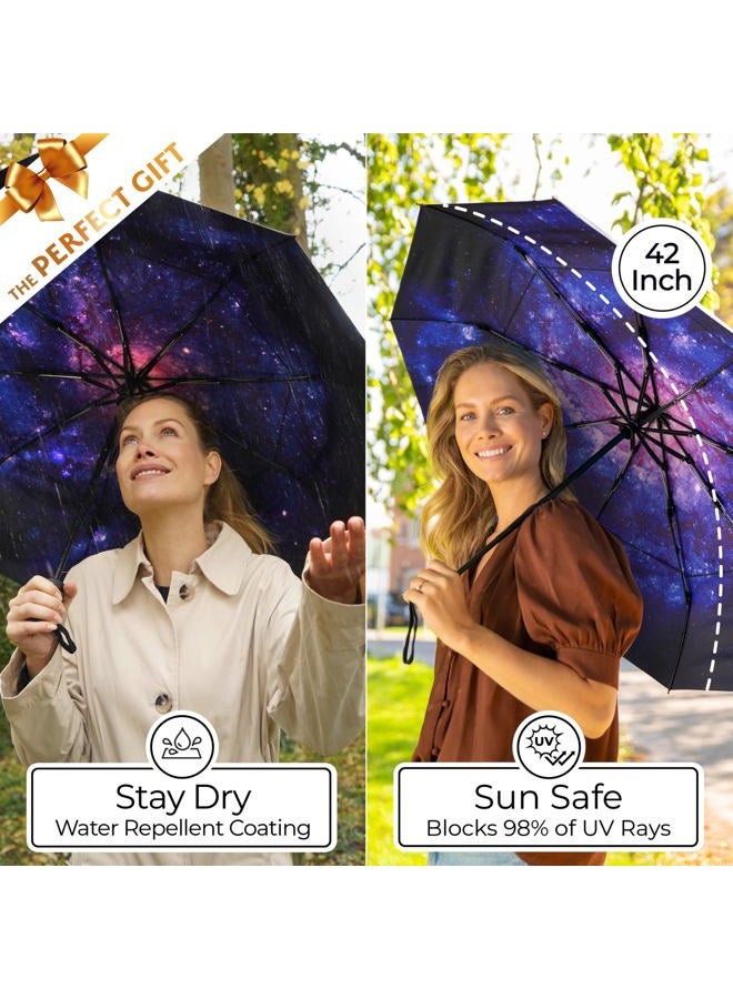 TUMELLA Unbreakable Windproof Travel Umbrella (Compact, Superior & Beautiful), Small Strong but Light Portable and Automatic Folding Rain Umbrella, Durable Premium Grip, Fits Car & Backpack - Image 5