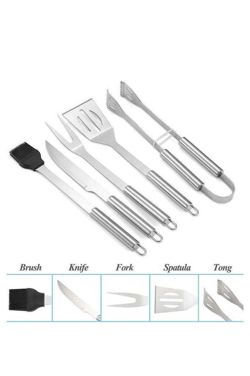 Toby's 5Pcs Stainless Steel BBQ Grill Tool Set Camping Accessories Cooking - Image 3