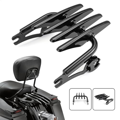 FIASRAC Motorcycle Luggage Rack Luggage Support Shelf for Harley Touring Street Glide Road King Electra Glide 2009-2024 (Gloss Black) - Image 2