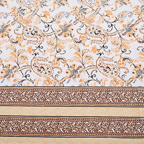 EasyGoods® 100% Pure Cotton Jaipuri Bedsheet with Pillow Covers | Soft & Breathable Fabric | Traditional Floral Print | Cotton Bedsheet (Brown, King) - Image 5