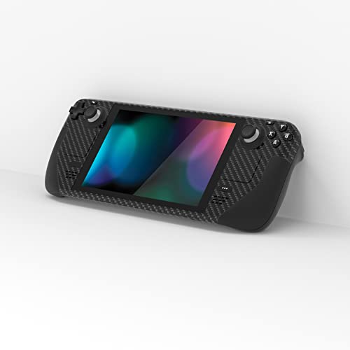 PlayVital Full Set Protective Skin Decal for Steam Deck LCD, Custom Stickers Vinyl Cover for Steam Deck OLED - Black Silver Carbon Fiber - Image 2