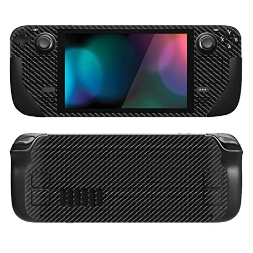 PlayVital Full Set Protective Skin Decal for Steam Deck LCD, Custom Stickers Vinyl Cover for Steam Deck OLED - Black Silver Carbon Fiber - Image 1