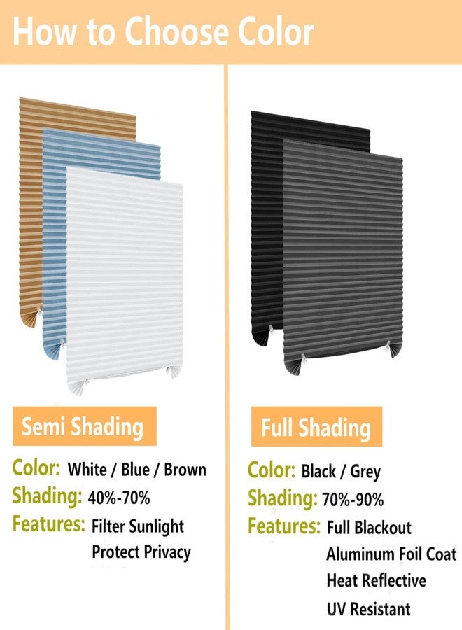 Maritown Window Blinds Cordless No Drill Cut to Size Clip On Stick On Self Adhesive Temporary Blinds Pleated Paper Blinds for Windows Doors Shades for Home Nursery Bedroom Kitchen Bathroom - Image 4