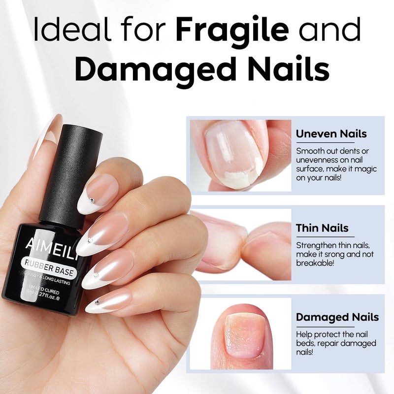 Rubber Base Builder Base & Nail Glue Blooming Gel Set, UV LED Gel Nail Polish Nail Strengthening for Nails Nail Salon Manicure Pedicure 4 x 8ml - Image 5