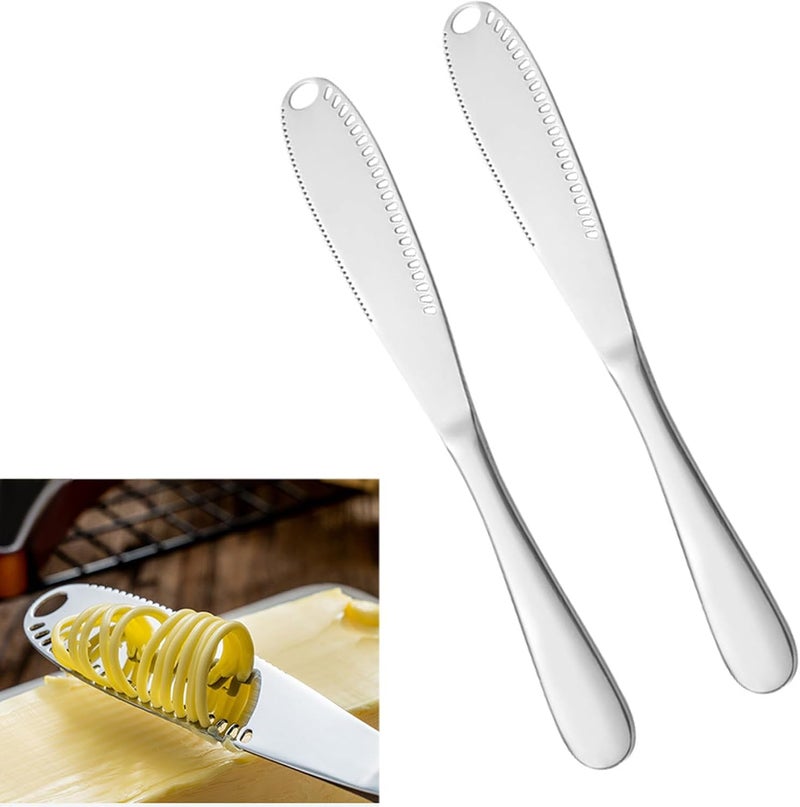 Pujito 2Pcs Butter Spreader Knife 8inch for Cold Butter Butter Slicer, Butter Curler, Butter Grater, Butter Blade - Image 1