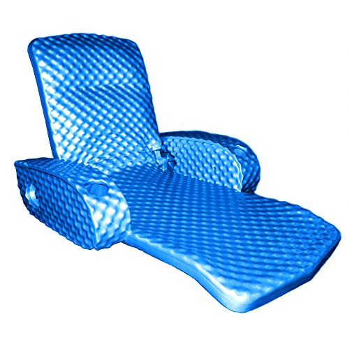 TRC Recreation Super Soft Adjustable Pool Recliner Float Portable Comfortable Chair Lounger with Cup Holders for Swimming Pool Essentials Bahama Blue - Image 1
