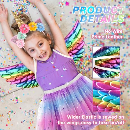 Creatoy Unicorn-Costume for Girls with unicorn rainbow tutu Toddler Rainbow Fairy Wings Princess Unicorn Birthday Party Supplies Halloween Favors - Image 4