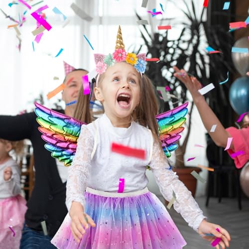Creatoy Unicorn-Costume for Girls with unicorn rainbow tutu Toddler Rainbow Fairy Wings Princess Unicorn Birthday Party Supplies Halloween Favors - Image 3