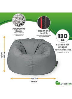 ANDERSON Anderson Large Waterproof Comfortable Bean Bag Relaxing Chair Grey Colour  - Image 5
