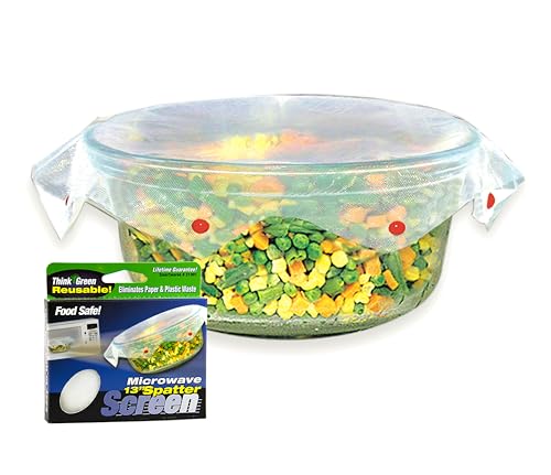 Smartwares Microwave Spatter Screen, Reusable, Non-Stick Mesh, Folds Flat, 13 Inch Splatter Guard, BPA Free, Tested Food Contact Safe, Made in the USA. Red Beads - Image 1