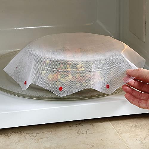 Smartwares Microwave Spatter Screen, Reusable, Non-Stick Mesh, Folds Flat, 13 Inch Splatter Guard, BPA Free, Tested Food Contact Safe, Made in the USA. Red Beads - Image 3