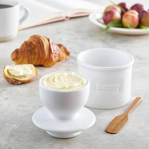 Butter Bell - The Original Butter Bell crock by L Tremain, a Countertop French Ceramic Butter Dish Keeper for Spreadable Butter, Café Matte Collection, White Matte - Image 3