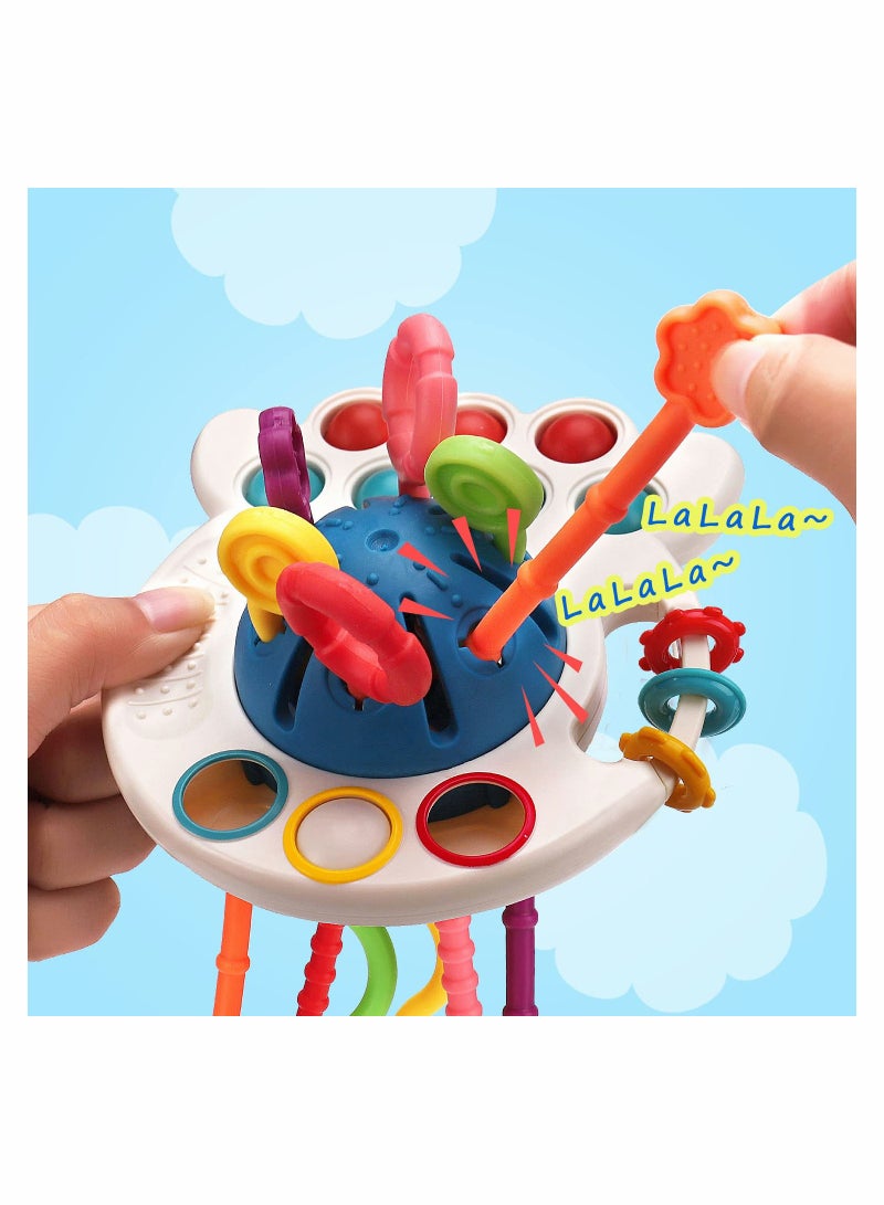 Baby Montessori Toys for 18M+ Baby Sensory Toys Push and Pull String Toys Early Learning Activity Toys Baby Teether Toys for Toddlers 1-3 Fine Motor Skill Gift for Babies Octopus - Image 2