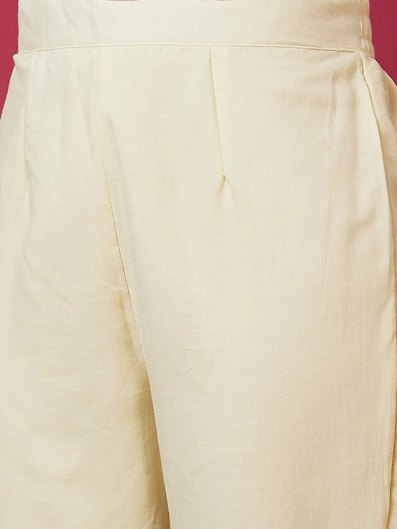 globus Women Ethnic Motifs Embroidered Pure Cotton Kurta & Trousers With Dupatta