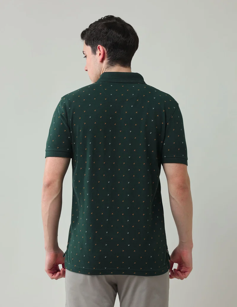 Arrow Green All Over Printed Regular Fit Polo Shirt for Men | Best Price UAE