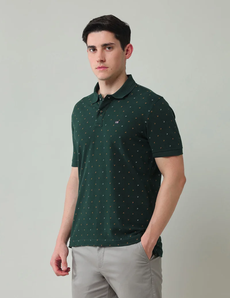 Arrow Green All Over Printed Regular Fit Polo Shirt for Men | Best Price UAE
